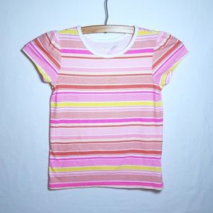 Arizona Jeans Co Pink Striped Cap Sleeve T-shirt Girls Sz XL 6X EUC